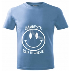Tricou albastru deschis copii, Zambeste, Isus...